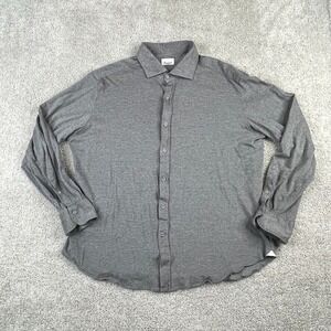 Giannetto Portofino Shirt Mens 2XL‎ XXL Grey Knit Oxford Button Up Made in Italy